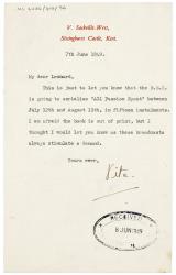 Image of typescript letter from Vita Sackville-West to Leonard Woolf (07/06/1949) page1 of 1