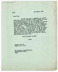 Image of typescript letter from Leonard Woolf to Vita Sackville-West (04/08/1949) page 1 of 1