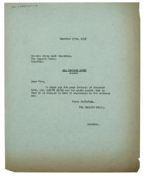 image of typescript letter from The Hogarth Press to Percy Lund Humphries Ltd (17/12/1937) page 1 of 1