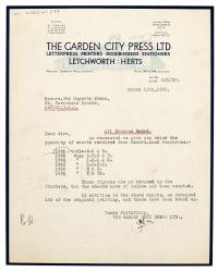 Image of typescript letter from The Garden City Press to the Hogarth Press (11/03/1938) page 1 of 1