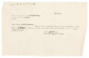 Image of typescript letter from The Hogarth Press to Vita Sackville-West (18/02/1944) page 1 of 1