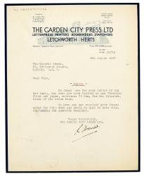 Image of typescript letter from The Garden City Press to The Hogarth Press (04/08/1937) page 1 of 1