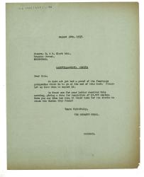 Image of typescript letter from The Hogarth Press to R. & R. Clark (30/08/1937) page 1 of 1