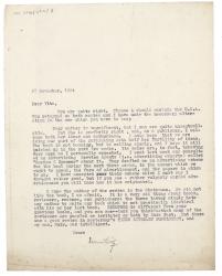 Image of typescript letter from Leonard Woolf to Vita Sackville-West (28/11/1924) page 1 of 1