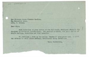 Image of typescript letter from The Hogarth Press to Florence Moore (c March 1948) page 1 of 1
