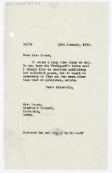 Image of typescript letter from Leonard Woolf to E.B.C Lucas (16/01/1950) page 1 of 1