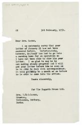 Image of typescript letter from Aline Burch to E.B.C. Lucas (03/02/1950)  page 1 of 1