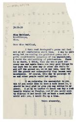 Image of typescript letter from Leonard Woolf to Ermengard Maitland (30/10/1950) page 1 of 2