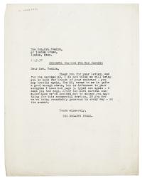 Image of typescript letter from The Hogarth Press to Julia Strachey (11/05/1932) page 1 of 1