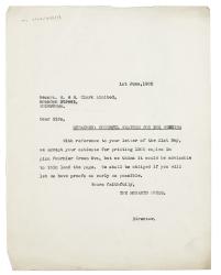 Image of typescript letter from The Hogarth Press to R. & R. Clark Limited (01/06/1932) page 1 of 1