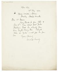 Image of handwritten letter from Leonard Woolf to Brewer, Warren & Putnam Inc. page 1 of 1