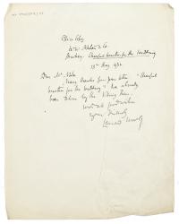 Image of handwritten letter from Leonard Woolf to W. W. Norton & Company Inc. page 1 of 1