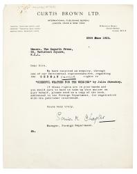 Image of a letter from Curtis Brown Ltd to The Hogarth Press (23/06/1933)