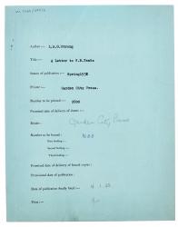 Image of printing, binding and delivery information relating to 'A Letter to W.B. Yeats'  page 1 of 1