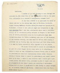 Image of typescript letter from Edward Thompson to The Hogarth Press (20/06/1925) page 1 of 2 