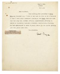 Image of typescript letter from Edward Thompson to Leonard Woolf (18/10/1925) page 1 of 1