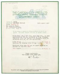 Image of typescript letter from The Garden City Press Ltd to The Hogarth Press (16/08/1937) page 1 of 2