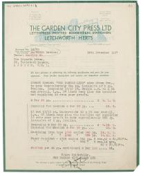 Image of typescript letter from The Garden City Press to The Hogarth Press (16/11/1937) page 1 of 2