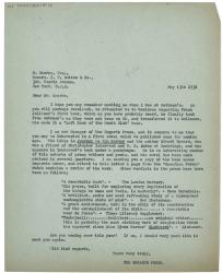 Image of typescript letter from Norah Nicholls to E. P. Dutton and Co (13/05/1938) page 1 of 1