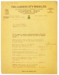 Image of typescript letter from The Garden City Press to The Hogarth Press (24/08/1931) page 1 of 3