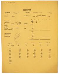 Image of typescript estimate relating to After the Deluge (Volume 1) (14/07/1931)  page 1 of 1