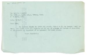 Image of typescript letter from The Hogarth Press to The British Council (10/01/1943) page 1 of 1