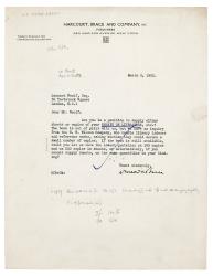 Image of typescript letter from Harcourt, Brace and Company, Inc. to Leonard Woolf (03/03/1932) page 1 of 1