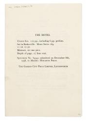 Image of typescript specimen Pages of The Hotel (112 pages) ( year 1938) page 1 of 2