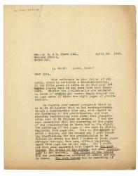 Image of typescript letter from the Hogarth Press to R. & R. Clark (05/04/1935) page 1 of 2