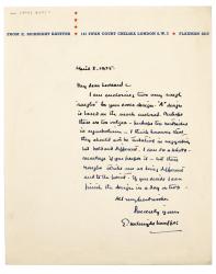 Image of handwritten letter from E. McKnight Kauffer to Leonard Woolf (05/04/1935) page 1 of 1