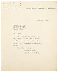 Image of handwritten letter from E. McKnight Kauffer to Leonard Woolf (17/04/1935) page 1 of 1 