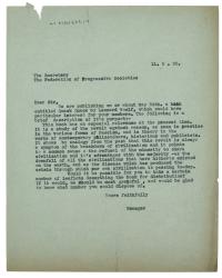 Image of typescript letter from the Hogarth Press to The Federation of Progressive Societies (11/05/1935) page 1 of 1