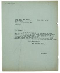 Image of typescript letter from the Hogarth Press to Max.I Trantz (11/06/1935) page 1 of 1