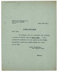 Image of typescript letter from the Hogarth Press to D.C. Benson Ltd (12/07/1935) page 1 of 1