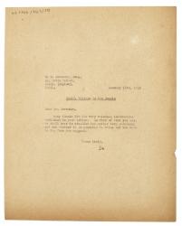 Image of typescript letter from Leonard Woolf to D.T. Devendre (18/01/1939)