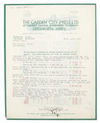 Image of typescript letter from The Garden City Press to The Hogarth Press (28/04/1941) image 1 of 4 