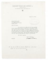 Image of typescript letter from Donald C. Brace to Leonard Woolf (15/08/1949) page 1 of 1