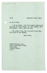 Image of typescript letter from Norah Smallwood to Gerard Hopkins (30/09/1949) page 1 of 1
