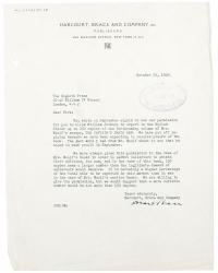 Image of typescript letter from Donald C. Brace to The Hogarth Press (26/10/1949) page 1 of 1