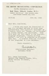 Image of a Letter from The BBC to Norah Smallwood (18/05/1950)