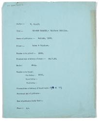 Image of typescript printing and binding delivery information for The Common Reader uniform edition (1929) page 1 of 1