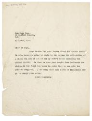 Image of typescript letter from The Hogarth Press to Jonathan Cape (13/04/1929) page 1 of 1