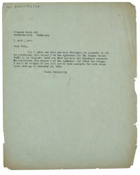 Image of typescript letter from Leonard Woolf to Penguin Books (03/04/1940) page 1 of 1