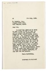 Image of typescript letter from Aline Burch to Penguin Books (08/07/1948) page 1 of 1