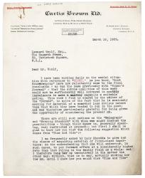 Image of a Letter form Curtis Brown Ltd to Leonard Woolf at The Hogarth Press (16/03/1933)