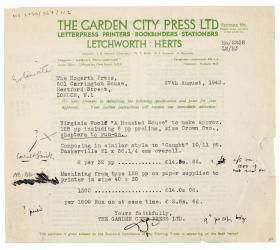Image of typescript letter from Garden City Press to The Hogarth Press (27/08/1943) page 1 of 2