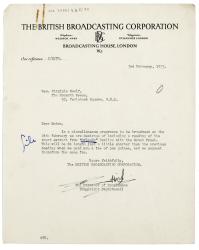 Image of a Letter from The British Broadcasting Corporation (BBC) to Virginia Woolf (03/02/1933)