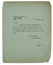 Image of typescript letter from The Hogarth Press to Pierre Carpentier-Fialip (14/09/1936) page 1 of 1