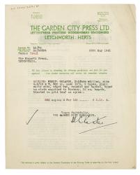Image of typescript letter from The Garden City Press Ltd to The Hogarth Press (23/05/1941) page 1 of 2 