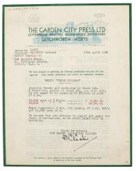 Image of typescript letter from the Garden City Press Ltd. to the Hogarth Press (11/04/1938) page 1 of 2